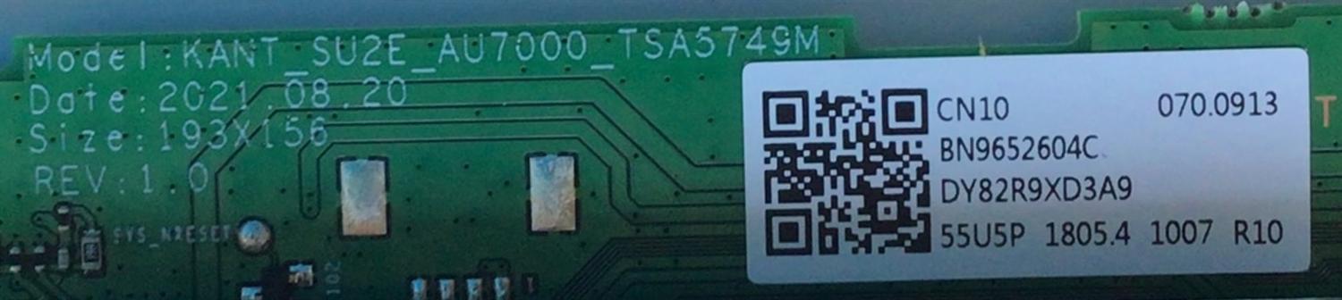 MAIN PARA TV SAMSUNG / NUMERO DE PARTE BN96-52604C / BN9652604C / KANT_SU2E_AU7000_TSA5749M / BN96-52604C / DY82R9XD3A9 / PANEL CY-BT055HGCV4H / DISPLAY PT550GT02-1 VER.1.1 / MODELO UN55TU7000BXZA WA20	 - Imagen 2